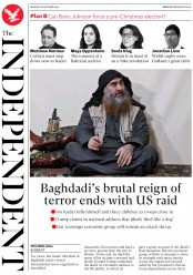 The Independent (UK) Newspaper Front Page for 28 October 2019