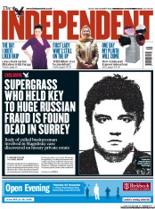 The Independent (UK) Newspaper Front Page for 28 November 2012
