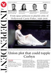 The Independent (UK) Newspaper Front Page for 28 December 2016