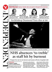 The Independent (UK) Newspaper Front Page for 28 December 2021