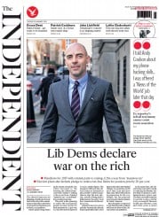 The Independent (UK) Newspaper Front Page for 28 January 2014