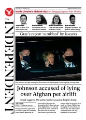 The Independent (UK) Newspaper Front Page for 28 January 2022
