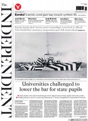 The Independent Newspaper Front Page (UK) for 28 March 2014