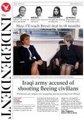 The Independent (UK) Newspaper Front Page for 28 March 2017