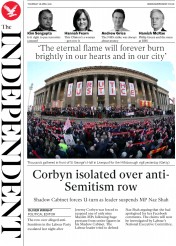 The Independent (UK) Newspaper Front Page for 28 April 2016