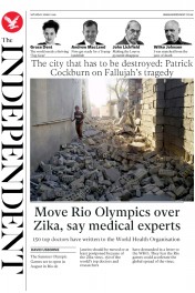 The Independent (UK) Newspaper Front Page for 28 May 2016