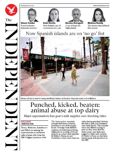 The Independent Newspaper Front Page (UK) for 28 July 2020