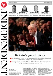 The Independent (UK) Newspaper Front Page for 28 September 2017
