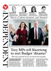 The Independent front page for 28 September 2022