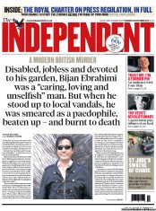 The Independent (UK) Newspaper Front Page for 29 October 2013