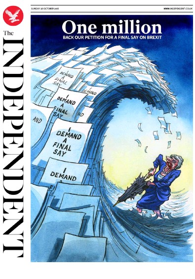 The Independent Newspaper Front Page (UK) for 29 October 2018