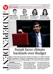 The Independent (UK) Newspaper Front Page for 29 October 2021