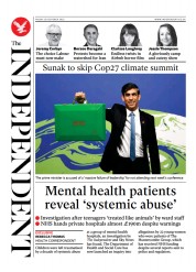 The Independent (UK) Newspaper Front Page for 29 October 2022