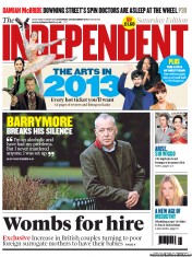 The Independent (UK) Newspaper Front Page for 29 December 2012