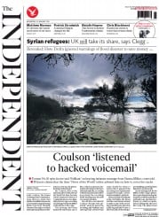 The Independent (UK) Newspaper Front Page for 29 January 2014