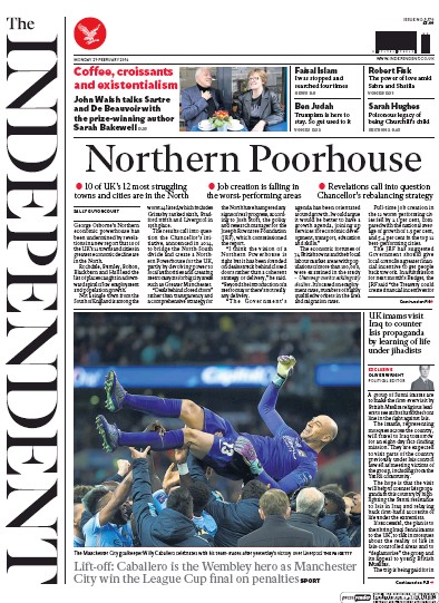The Independent Newspaper Front Page (UK) for 29 February 2016