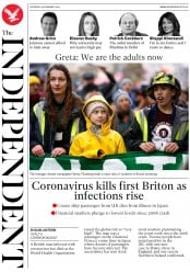 The Independent (UK) Newspaper Front Page for 29 February 2020