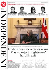 The Independent (UK) Newspaper Front Page for 29 March 2017