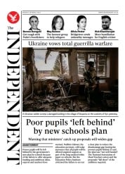 The Independent (UK) Newspaper Front Page for 29 March 2022