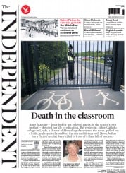 The Independent (UK) Newspaper Front Page for 29 April 2014