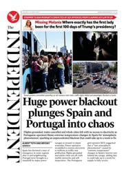 The Independent front page for 29 April 2025