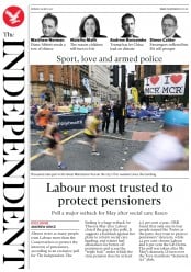 The Independent (UK) Newspaper Front Page for 29 May 2017