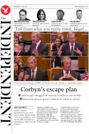 The Independent (UK) Newspaper Front Page for 29 June 2016
