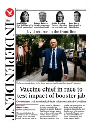 The Independent (UK) Newspaper Front Page for 29 June 2021