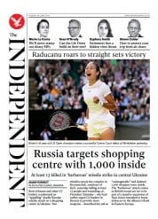 The Independent (UK) Newspaper Front Page for 29 June 2022