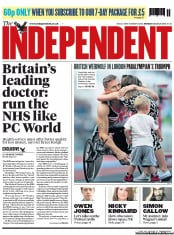 The Independent (UK) Newspaper Front Page for 29 July 2013