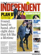 The Independent (UK) Newspaper Front Page for 29 September 2012