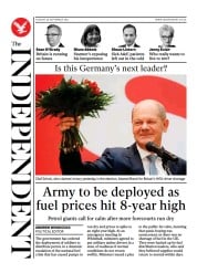 The Independent (UK) Newspaper Front Page for 29 September 2021