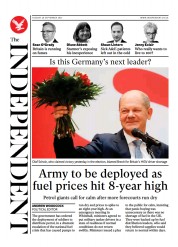 The Independent (UK) Newspaper Front Page for 29 September 2021