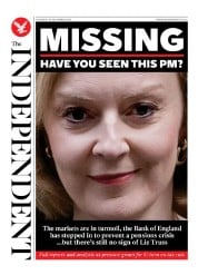 The Independent front page for 29 September 2022