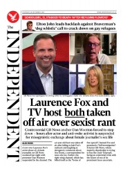 The Independent front page for 29 September 2023