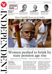 The Independent (UK) Newspaper Front Page for 2 October 2018