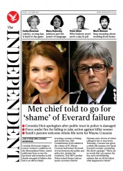The Independent (UK) Newspaper Front Page for 2 October 2021