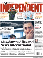 The Independent (UK) Newspaper Front Page for 2 November 2011