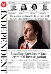 The Independent (UK) Newspaper Front Page for 2 November 2018