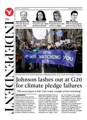 The Independent (UK) Newspaper Front Page for 2 November 2021