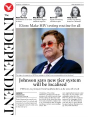 The Independent (UK) Newspaper Front Page for 2 December 2020