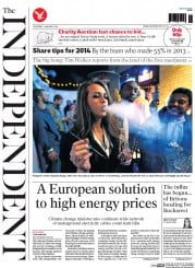 The Independent (UK) Newspaper Front Page for 2 January 2014