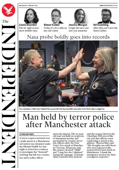 The Independent Newspaper Front Page (UK) for 2 January 2019