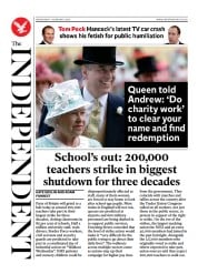 The Independent front page for 2 February 2023