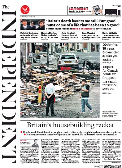 The Independent Newspaper Front Page (UK) for 2 March 2016