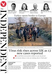 The Independent (UK) Newspaper Front Page for 2 March 2020