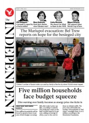 The Independent (UK) Newspaper Front Page for 2 April 2022