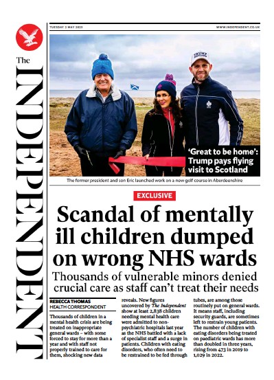 The Independent Newspaper Front Page (UK) for 2 May 2023