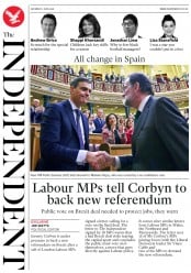The Independent (UK) Newspaper Front Page for 2 June 2018