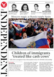 The Independent (UK) Newspaper Front Page for 2 July 2018